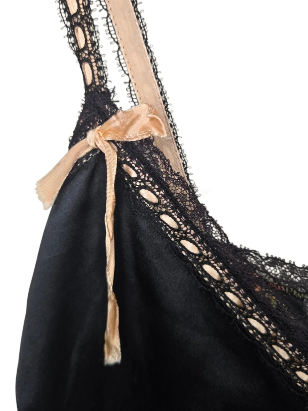 Vintage Christian Dior Black Floral Satin Slip Dress!